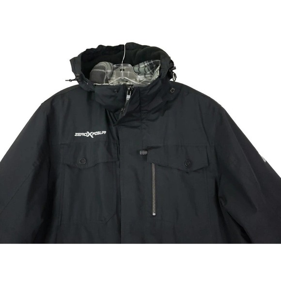 Zero X Posur ~Men's Size L~ Black Zip Front Drawstring Winter Jacket Hoded. - Picture 10 of 12